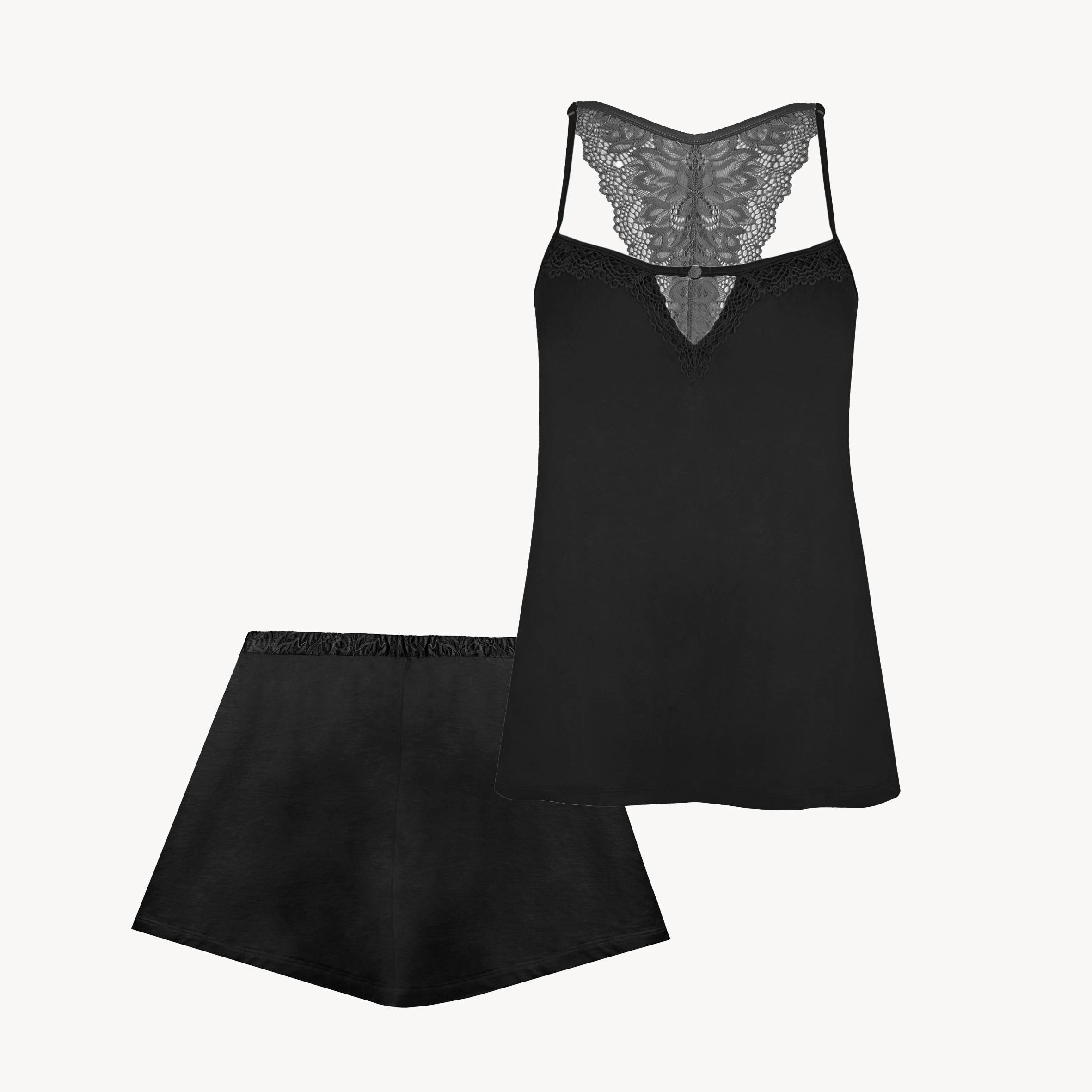 تاپ و شلوارک مودال و دانتل مدل Nolan